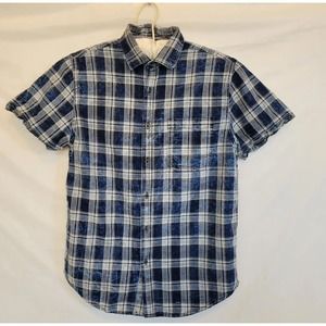 Zip Code 1992 Bambaki Men's Size Med Short Sleeve Plaid Button Up Cotton Shirt